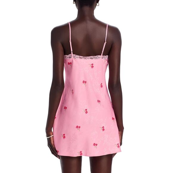 NWT LoveShackFancy Larinda Dress Floral Lace Trim Satin Mini Slipdress M - Picture 6 of 11